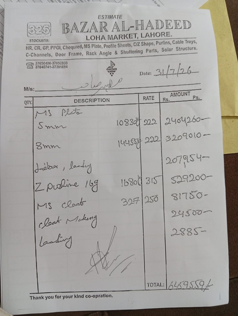 Bazar Al-Hadeed Estimate