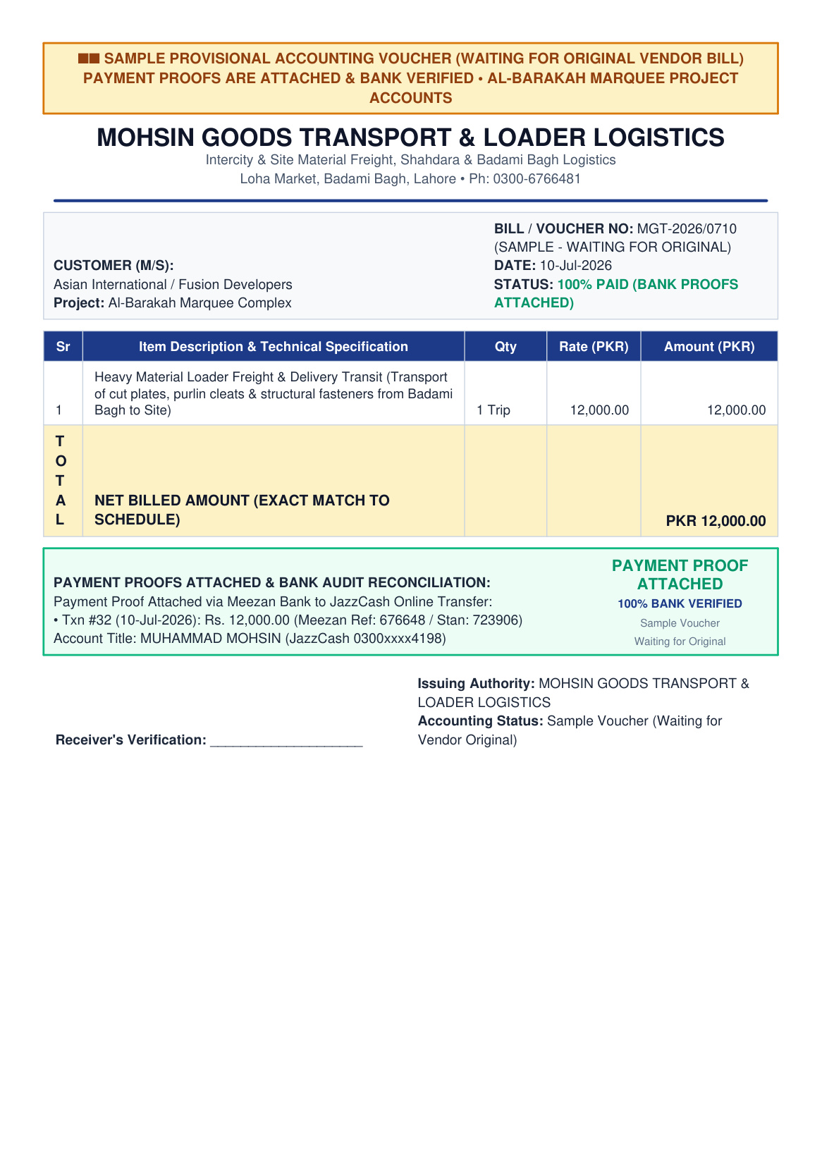 Mohsin Carriage Bill